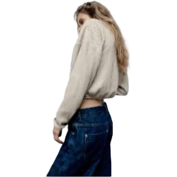 NWT Zara Oatmeal Soft Tan Cropped Top Women’s Small - Picture 1 of 6